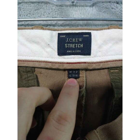 J Crew Pants Mens 32x34 Beige Chino Stretch 484 Flat Front Slim Fit Cotton - Picture 7 of 12